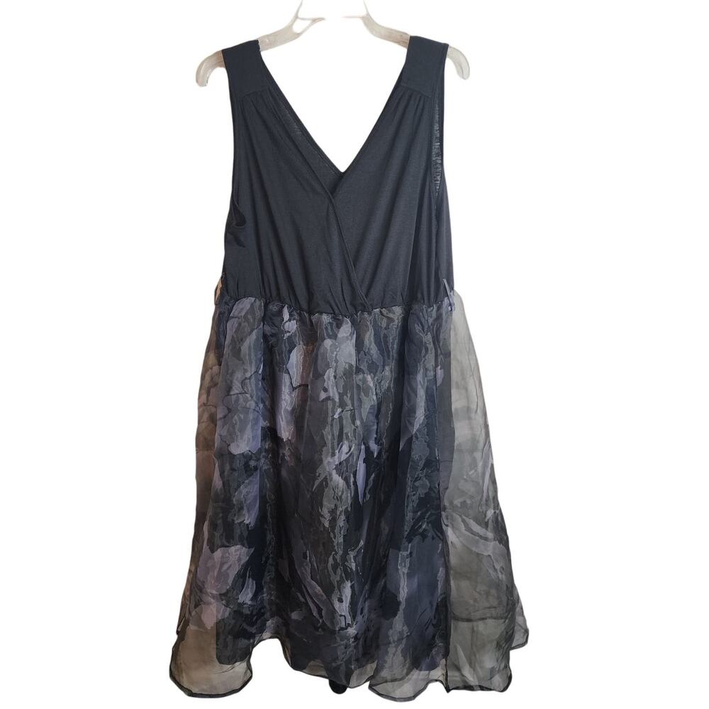 Bloomchic V-neck Dress with Chiffon Overlay Skirt, NWT, 2X